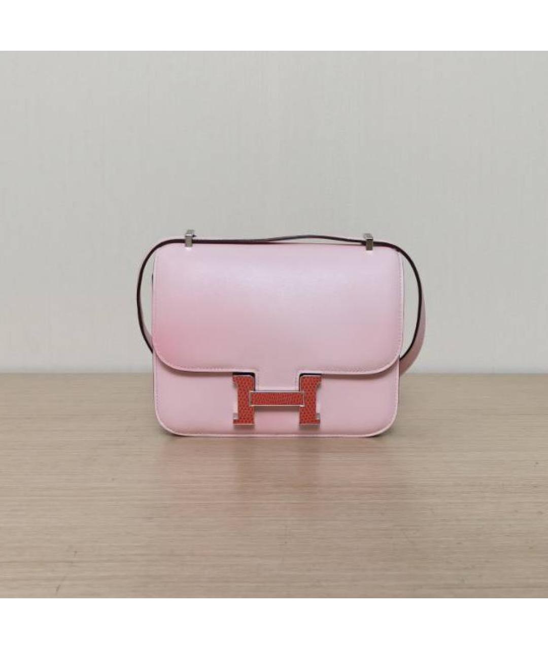 HERMES Розовая кожаная сумка через плечо, фото 4