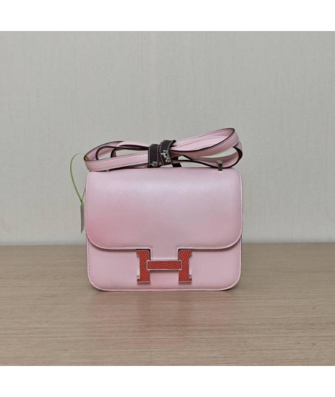 HERMES Розовая кожаная сумка через плечо, фото 9