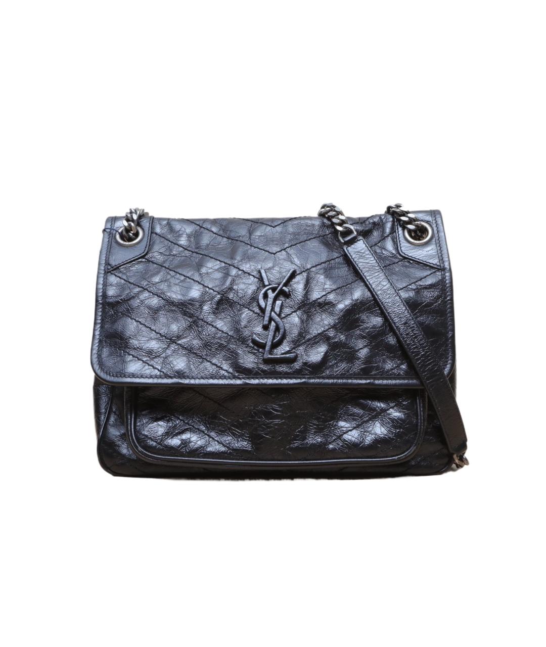 SAINT LAURENT Черная кожаная сумка через плечо, фото 1