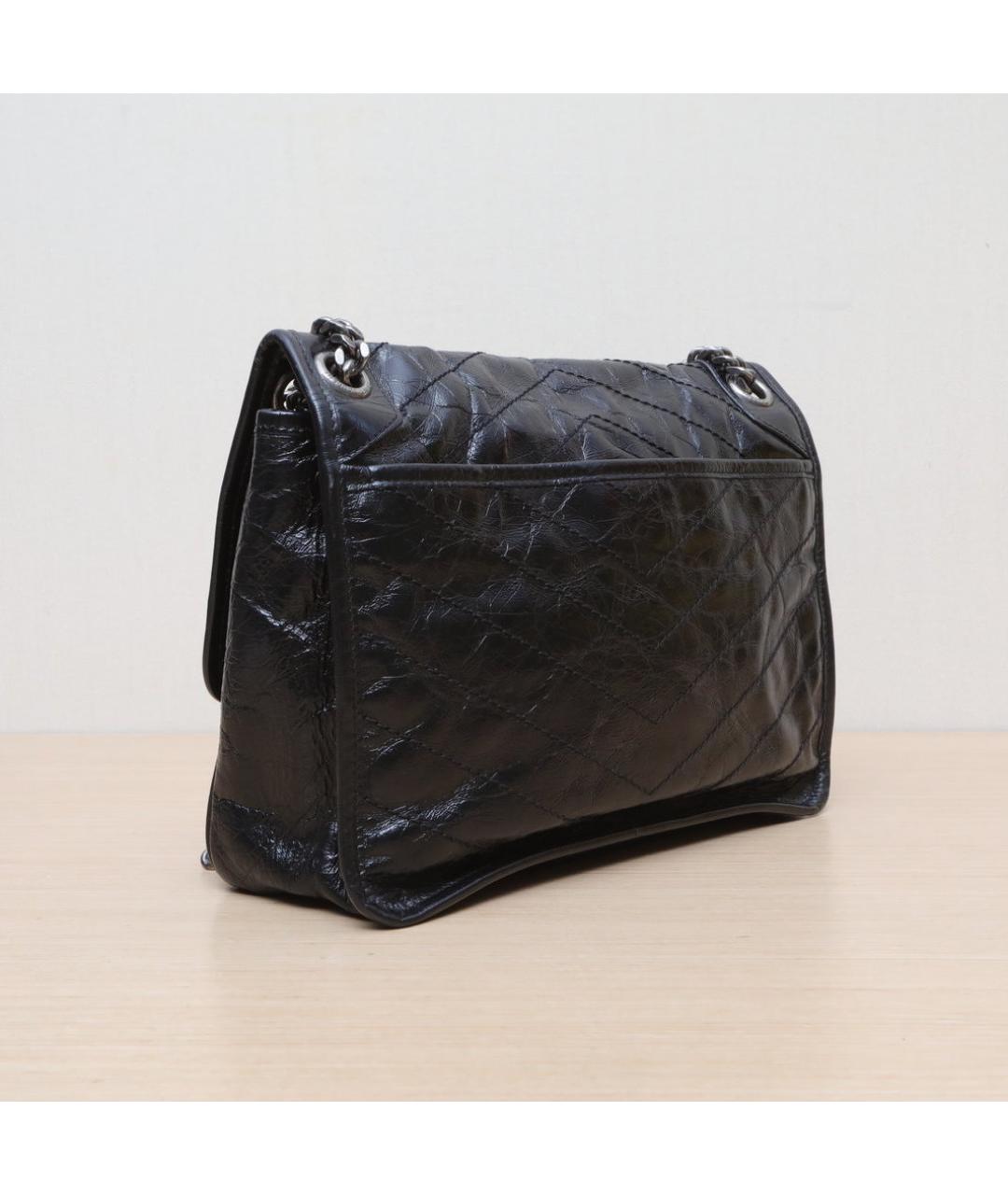 SAINT LAURENT Черная кожаная сумка через плечо, фото 6