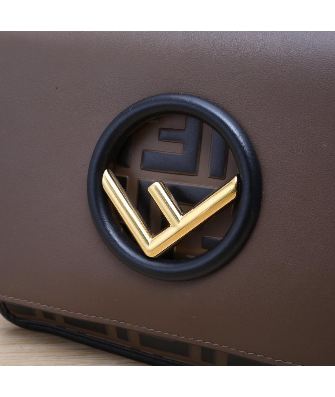 FENDI Коричневая кожаная сумка через плечо, фото 8