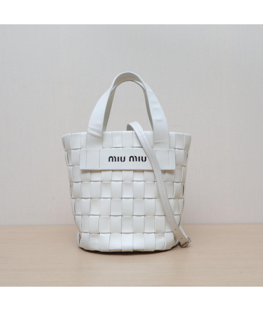 MIU MIU Белая кожаная сумка через плечо, фото 2