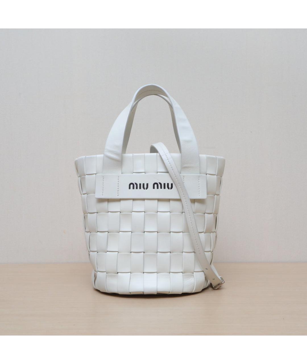 MIU MIU Белая кожаная сумка через плечо, фото 3