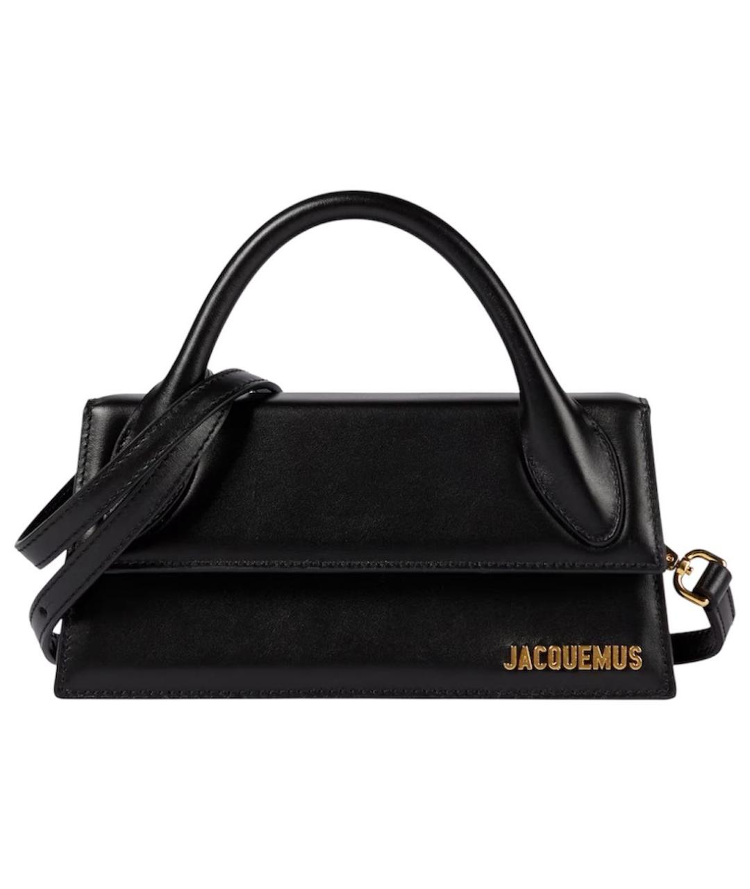 JACQUEMUS Черная кожаная сумка с короткими ручками, фото 1