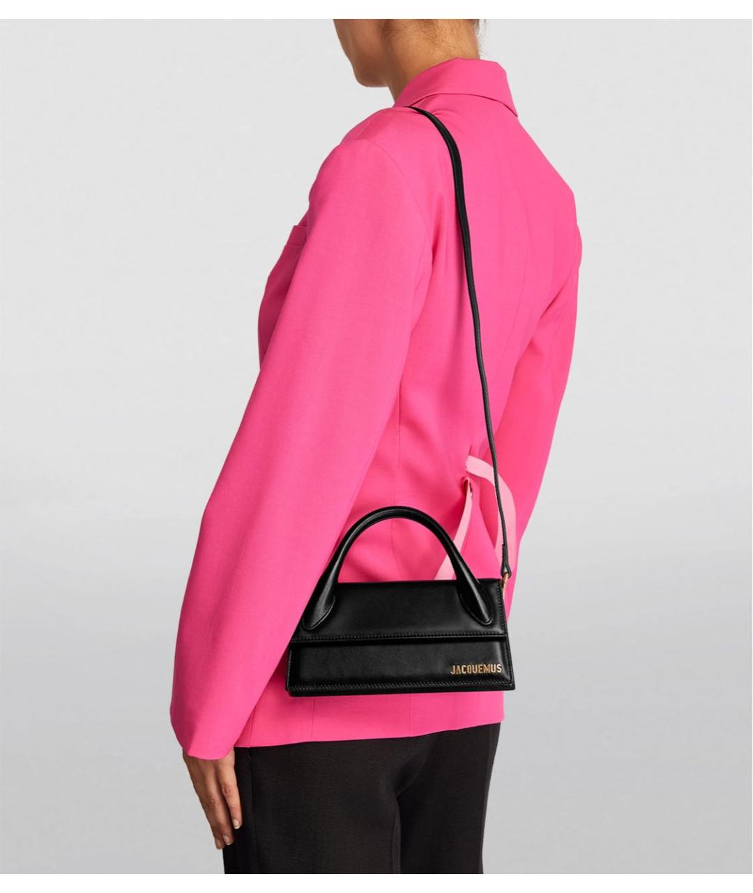 JACQUEMUS Черная кожаная сумка с короткими ручками, фото 6