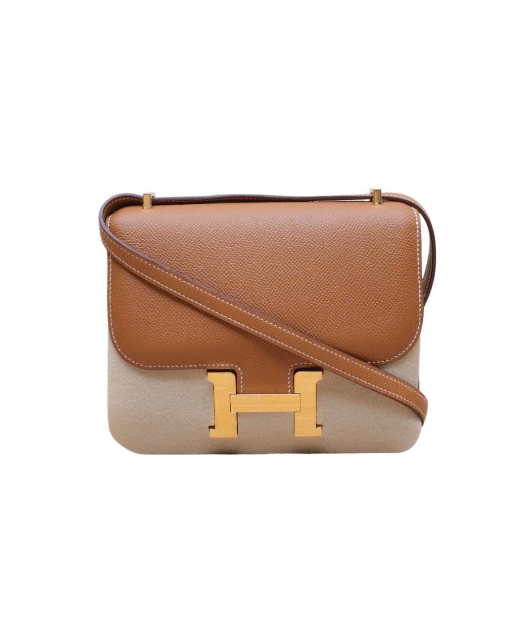 HERMES Коричневая кожаная сумка через плечо, фото 1