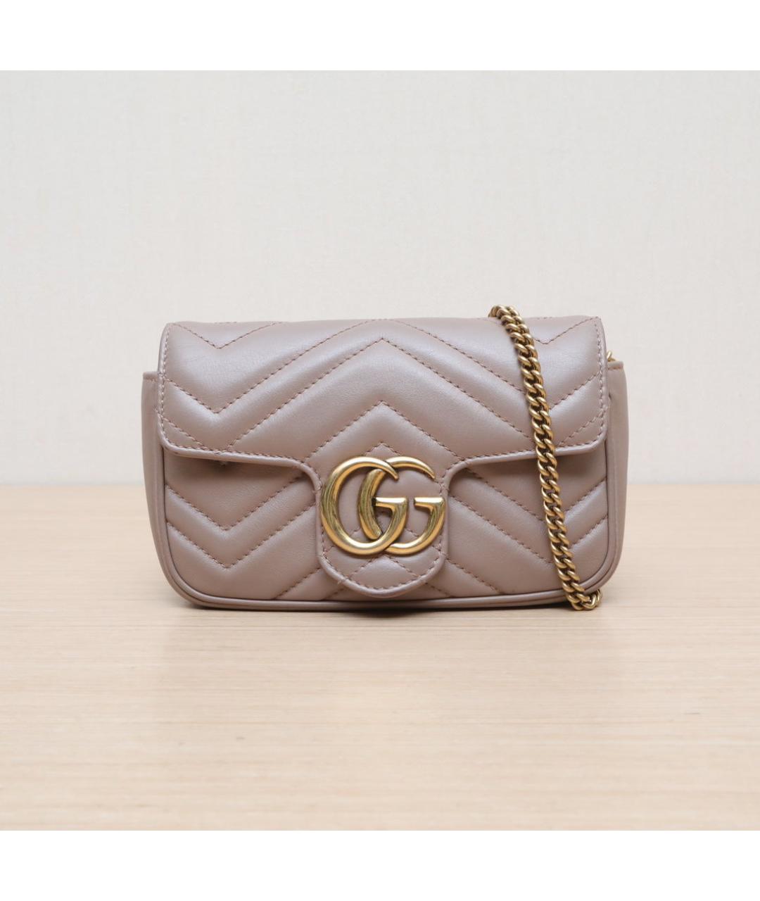 GUCCI Бежевая кожаная сумка через плечо, фото 3