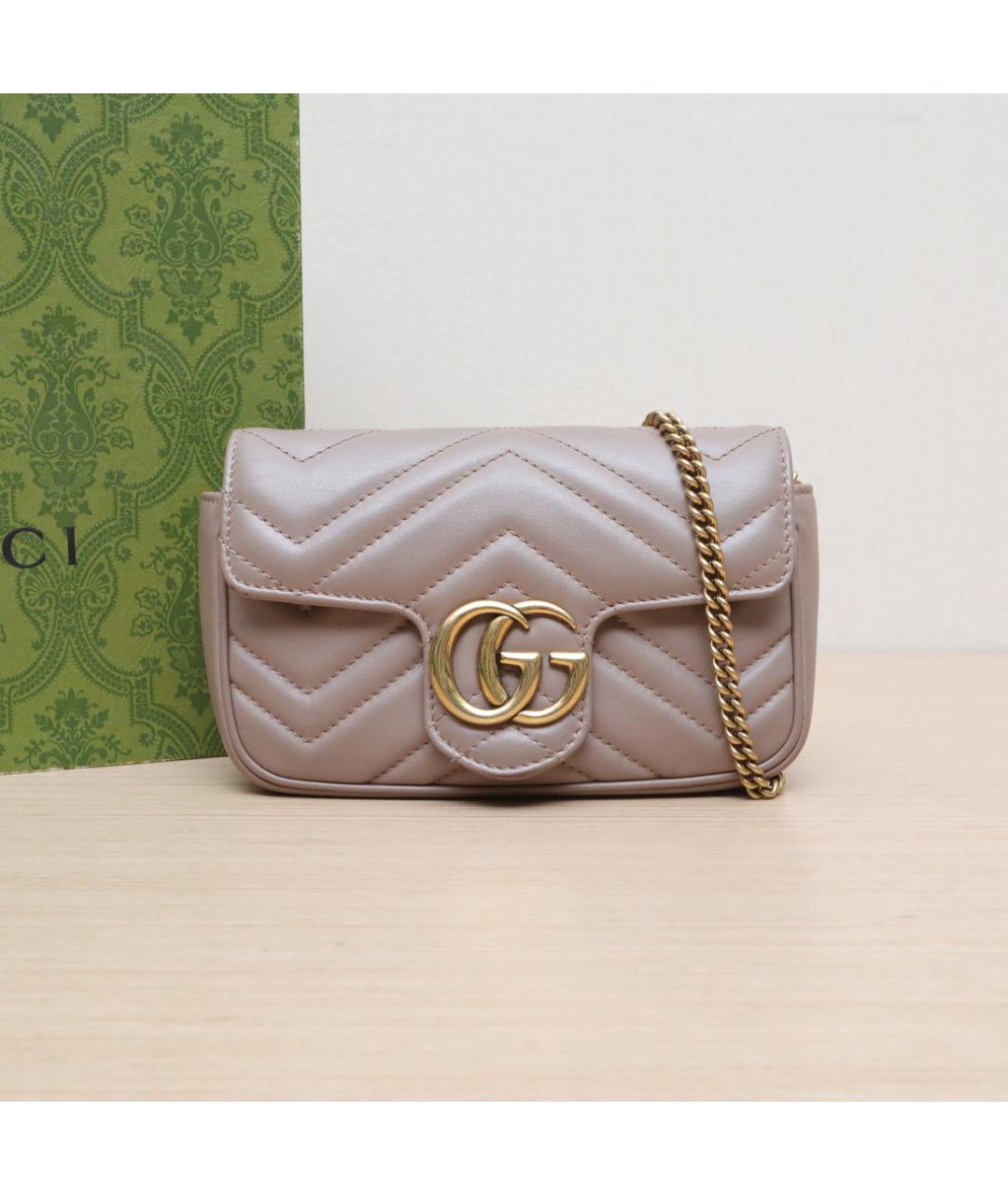 GUCCI Бежевая кожаная сумка через плечо, фото 2