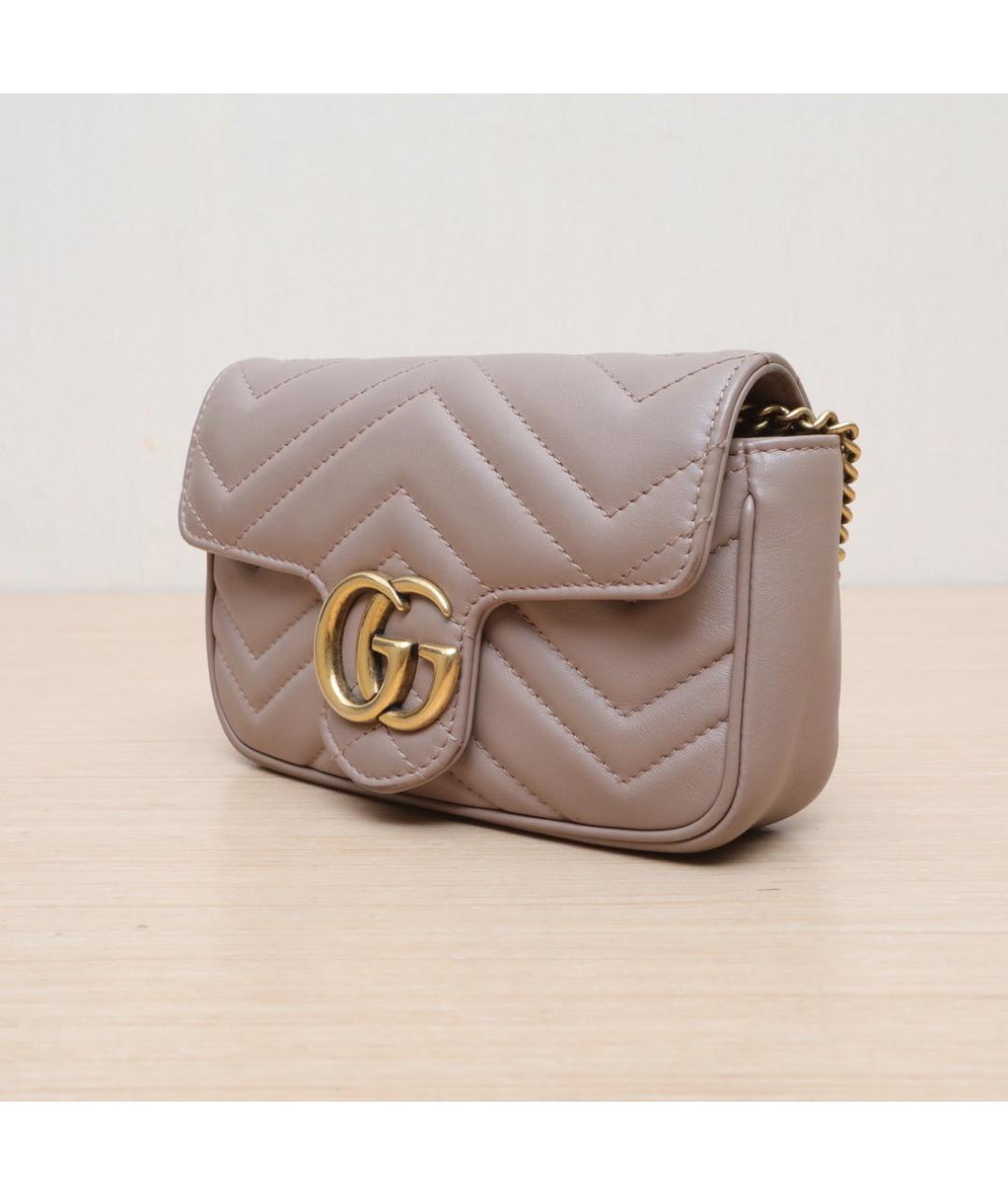 GUCCI Бежевая кожаная сумка через плечо, фото 4