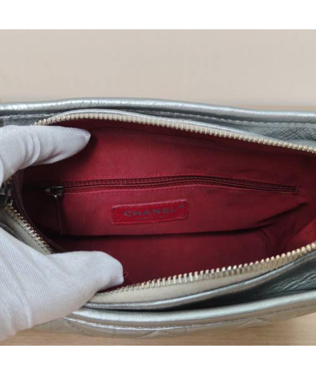 CHANEL Серебряная кожаная сумка через плечо, фото 7