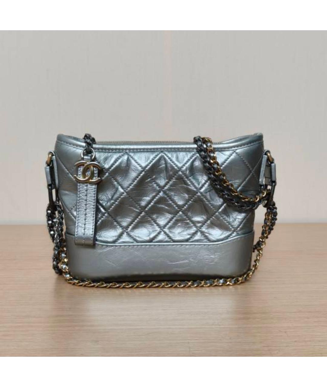 CHANEL Серебряная кожаная сумка через плечо, фото 2