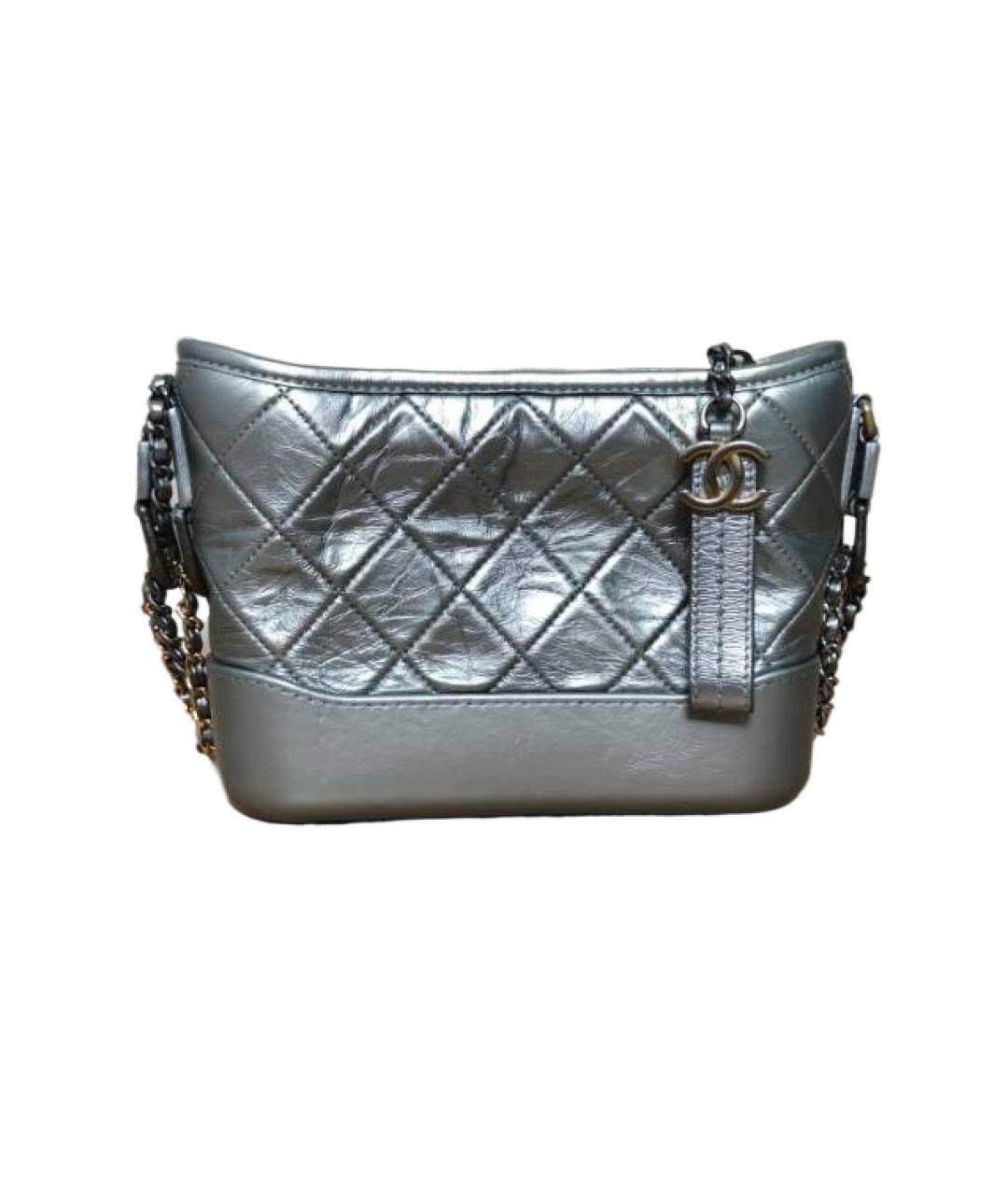 CHANEL Серебряная кожаная сумка через плечо, фото 1
