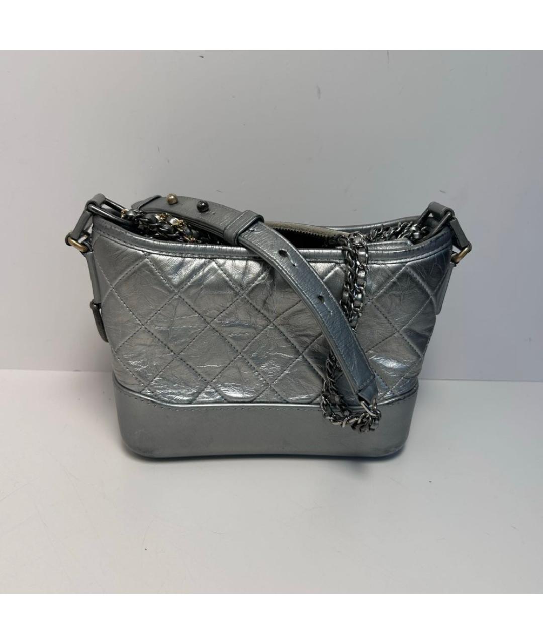 CHANEL Серебряная кожаная сумка через плечо, фото 9