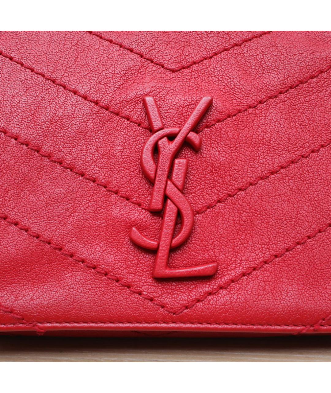 SAINT LAURENT Красная кожаная сумка через плечо, фото 8