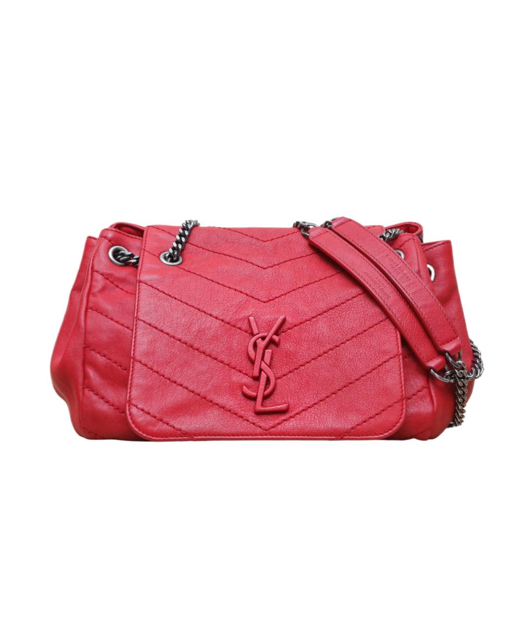 SAINT LAURENT Красная кожаная сумка через плечо, фото 1