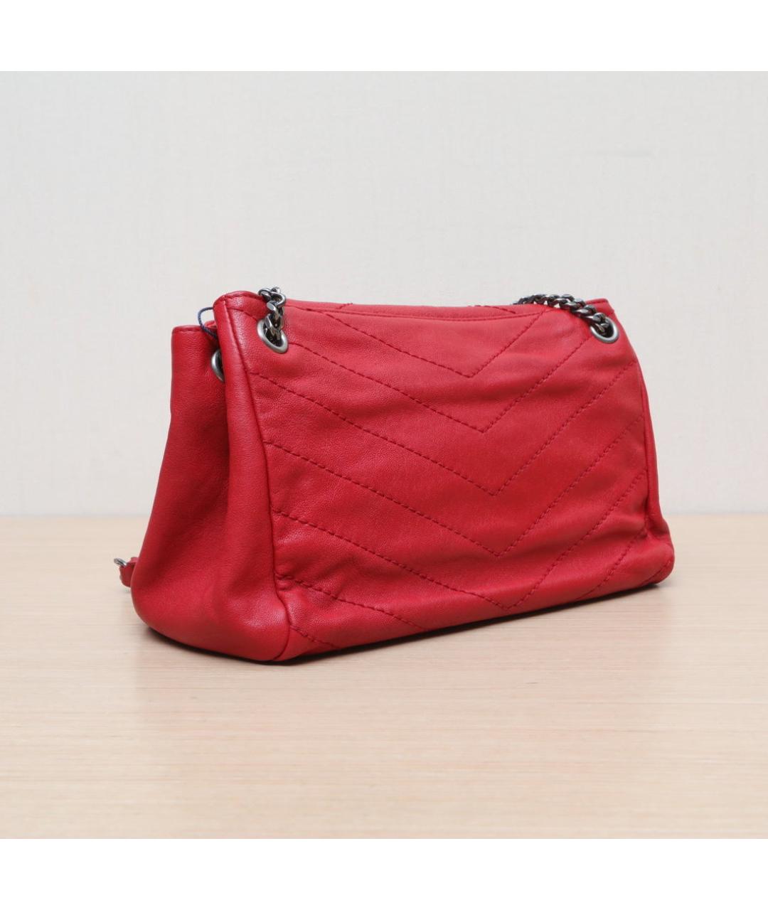 SAINT LAURENT Красная кожаная сумка через плечо, фото 6