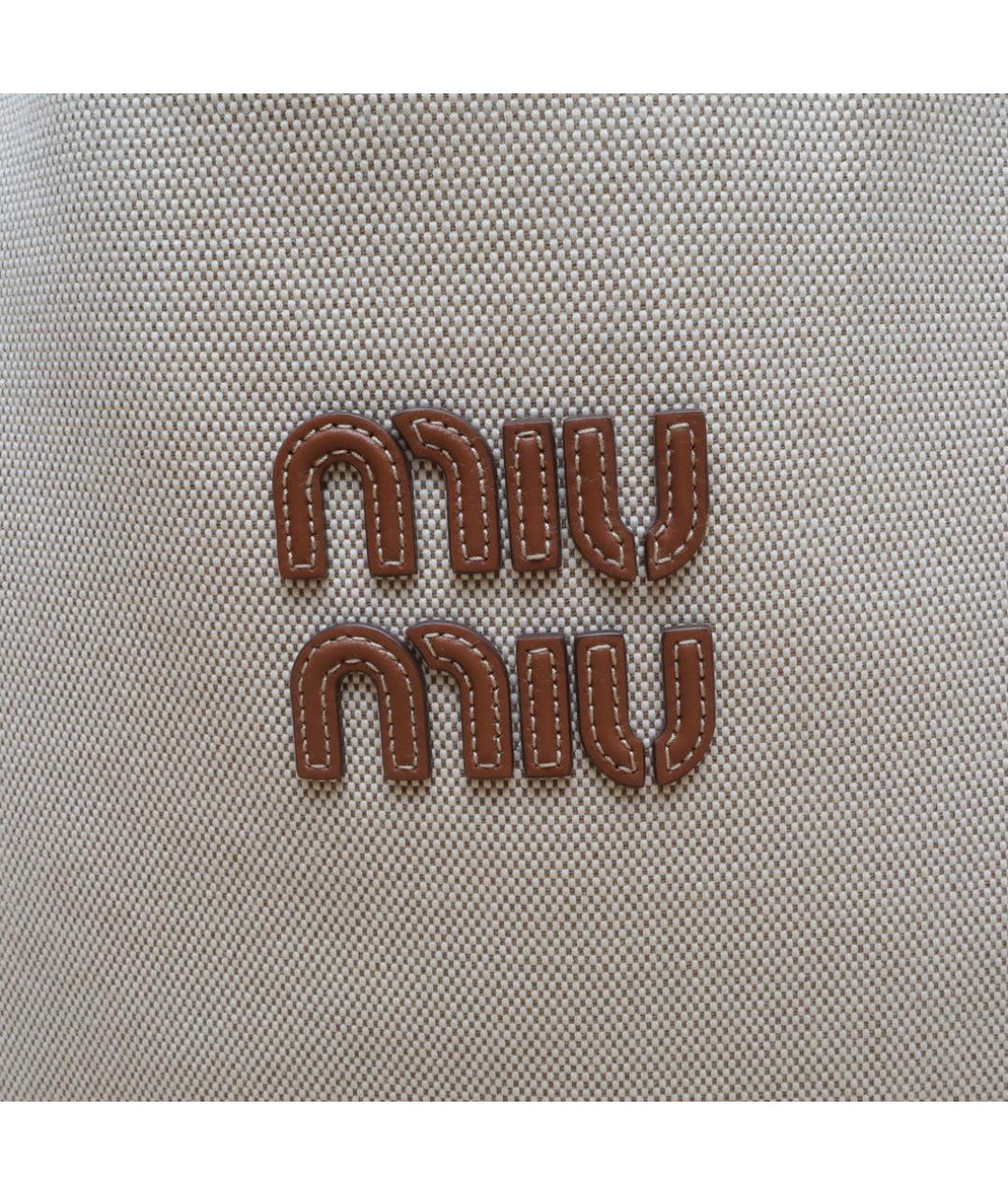 MIU MIU Бежевая тканевая сумка через плечо, фото 8