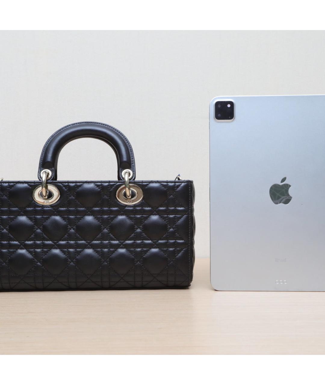 CHRISTIAN DIOR Черная кожаная сумка через плечо, фото 7