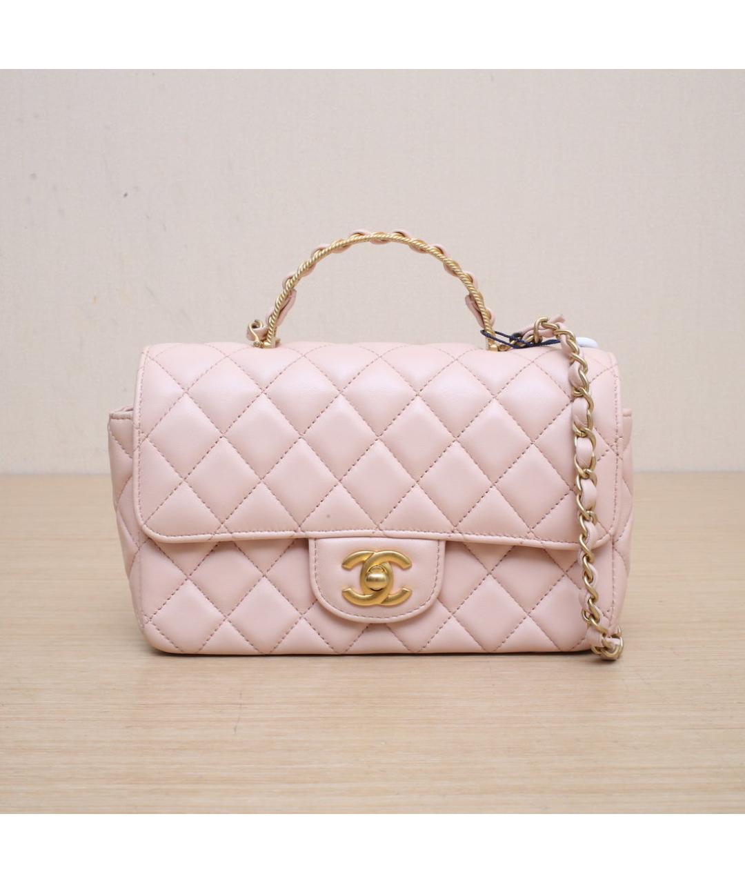 CHANEL Розовая кожаная сумка через плечо, фото 3