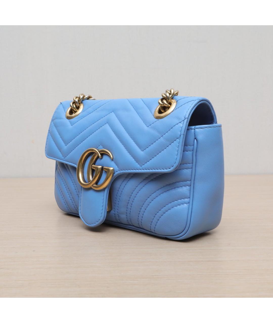 GUCCI Голубая кожаная сумка через плечо, фото 4