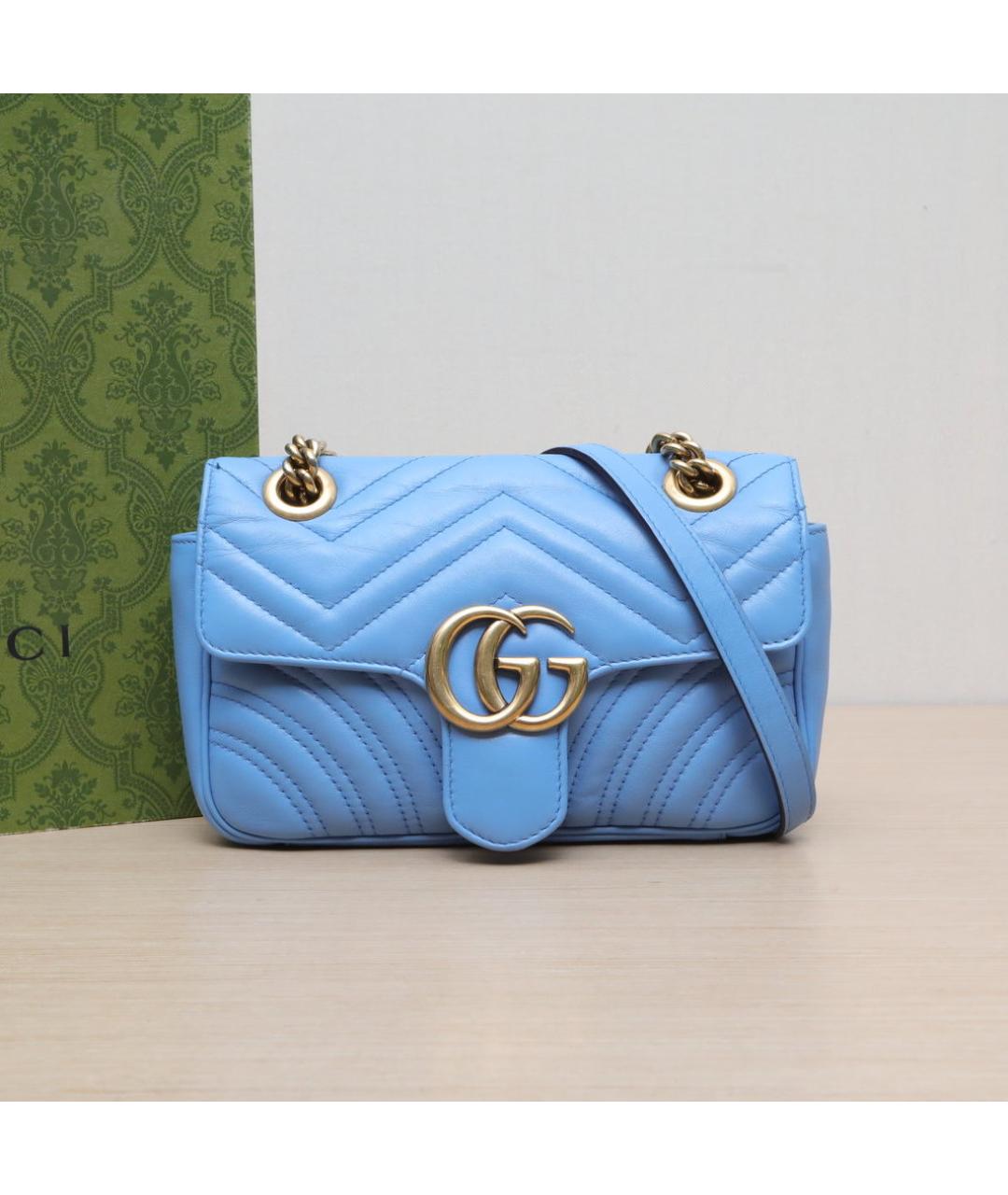 GUCCI Голубая кожаная сумка через плечо, фото 2