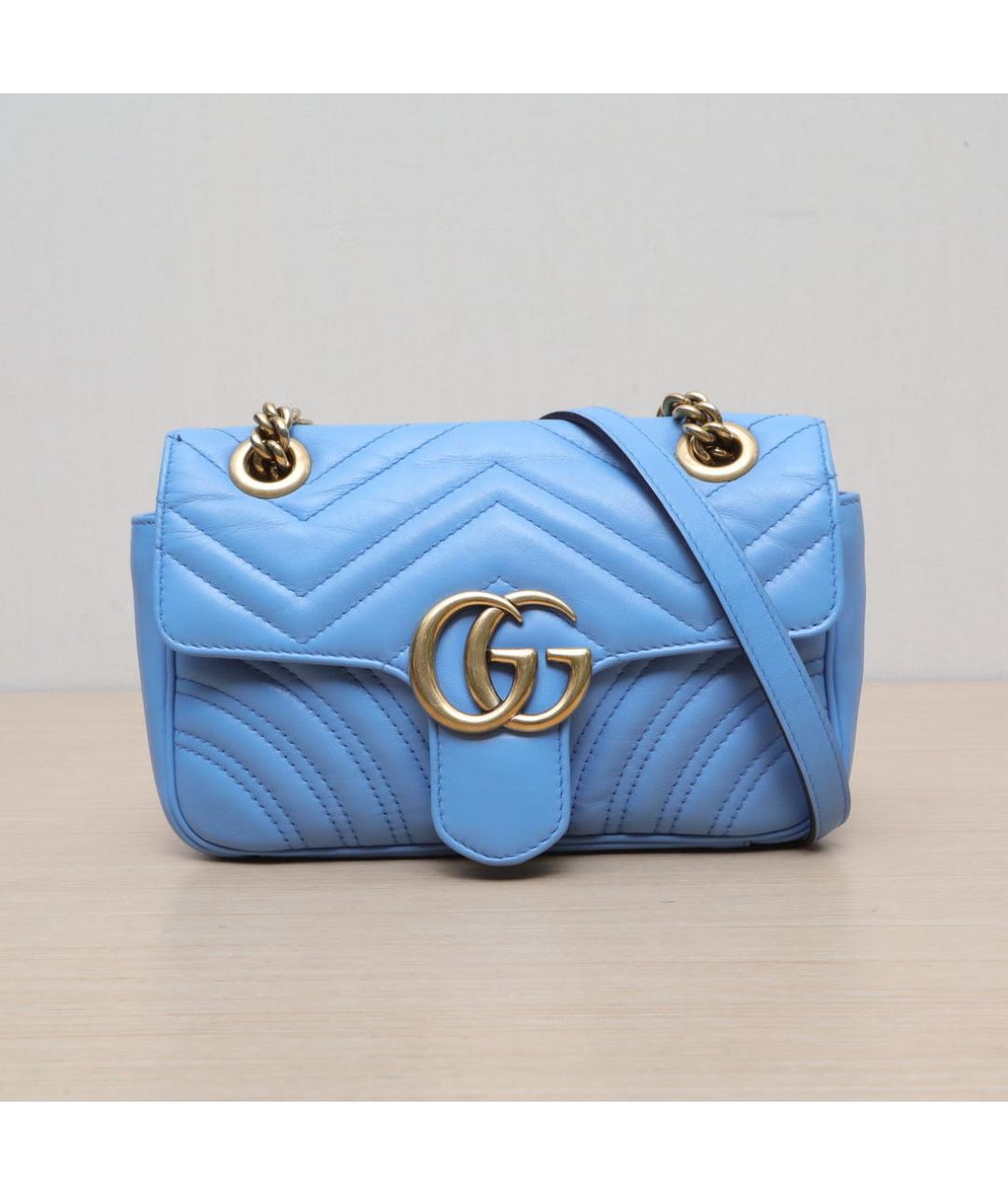 GUCCI Голубая кожаная сумка через плечо, фото 3