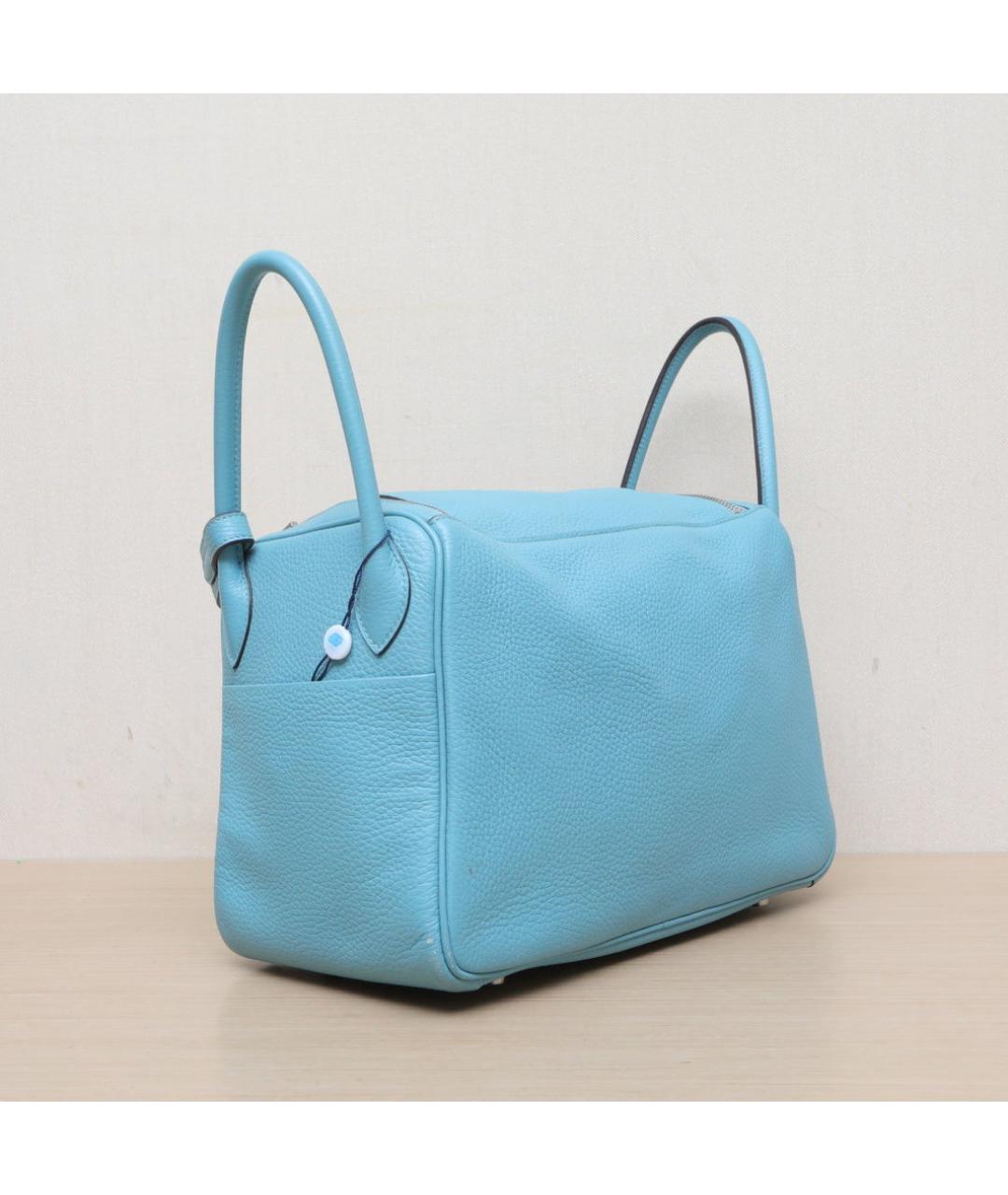 HERMES Голубая кожаная сумка через плечо, фото 6