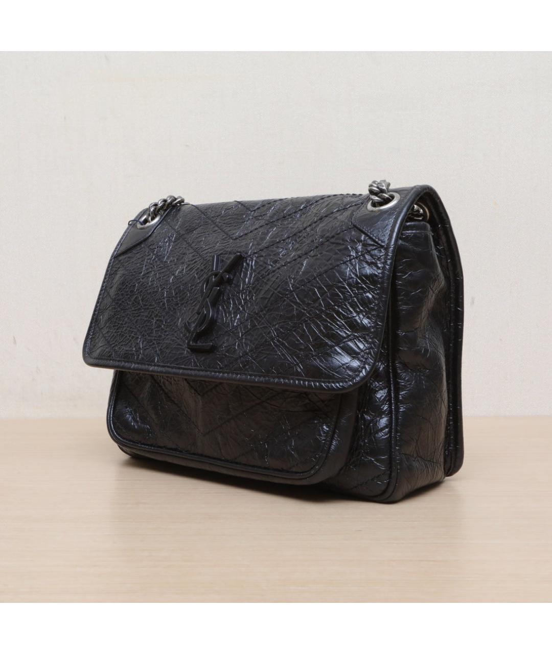 SAINT LAURENT Черная кожаная сумка через плечо, фото 4