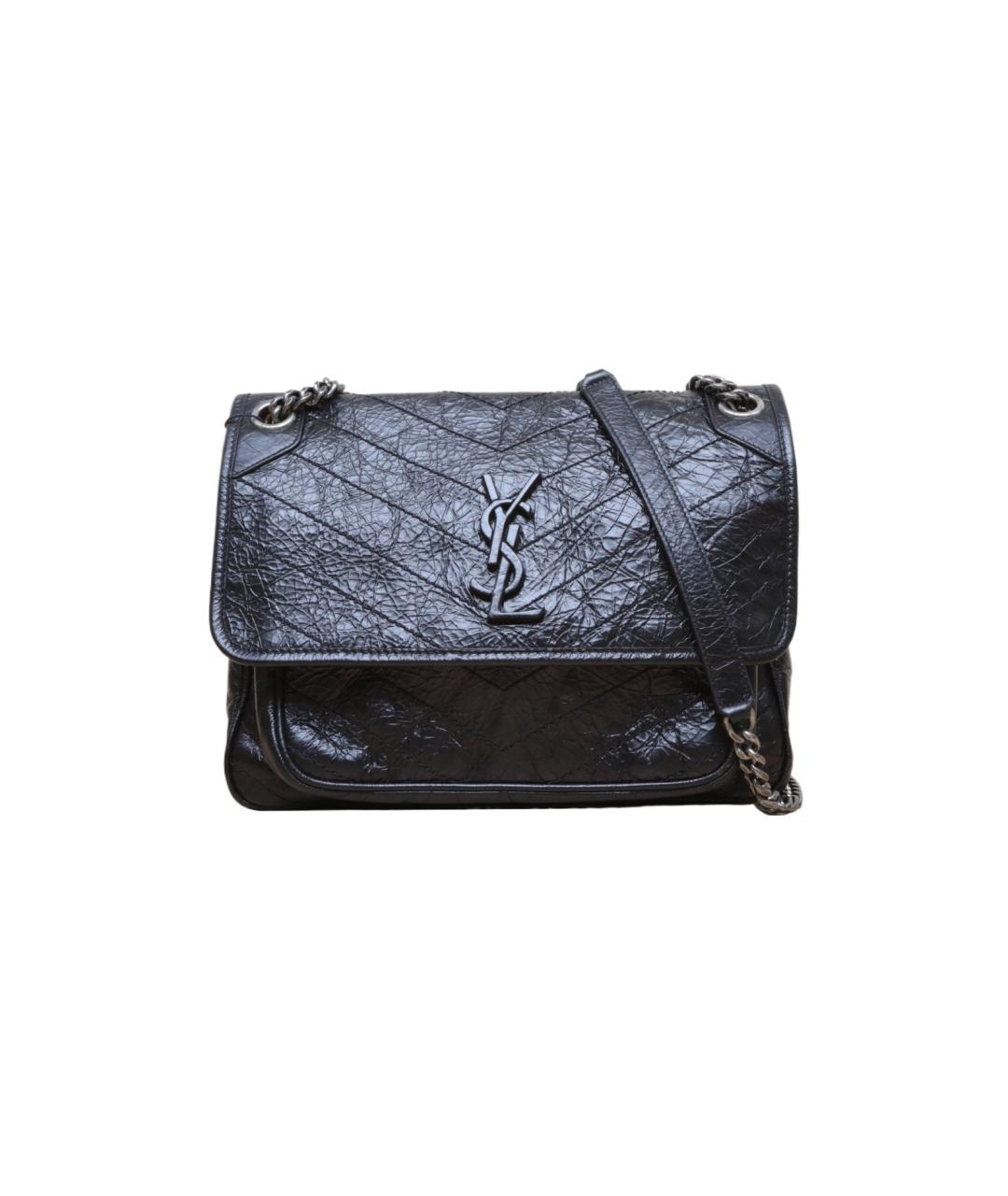 SAINT LAURENT Черная кожаная сумка через плечо, фото 1