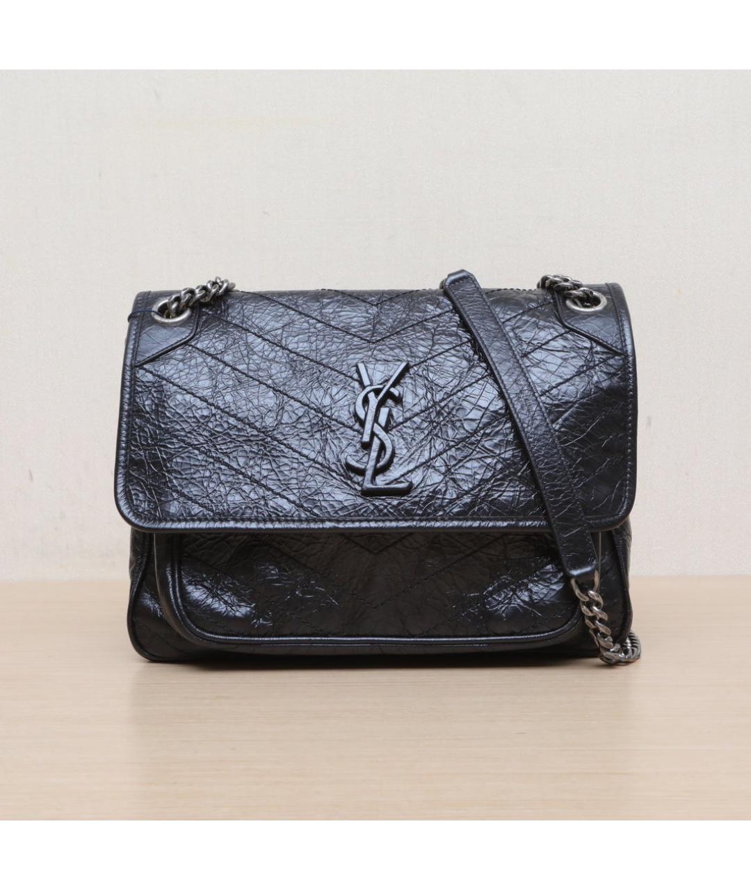 SAINT LAURENT Черная кожаная сумка через плечо, фото 3