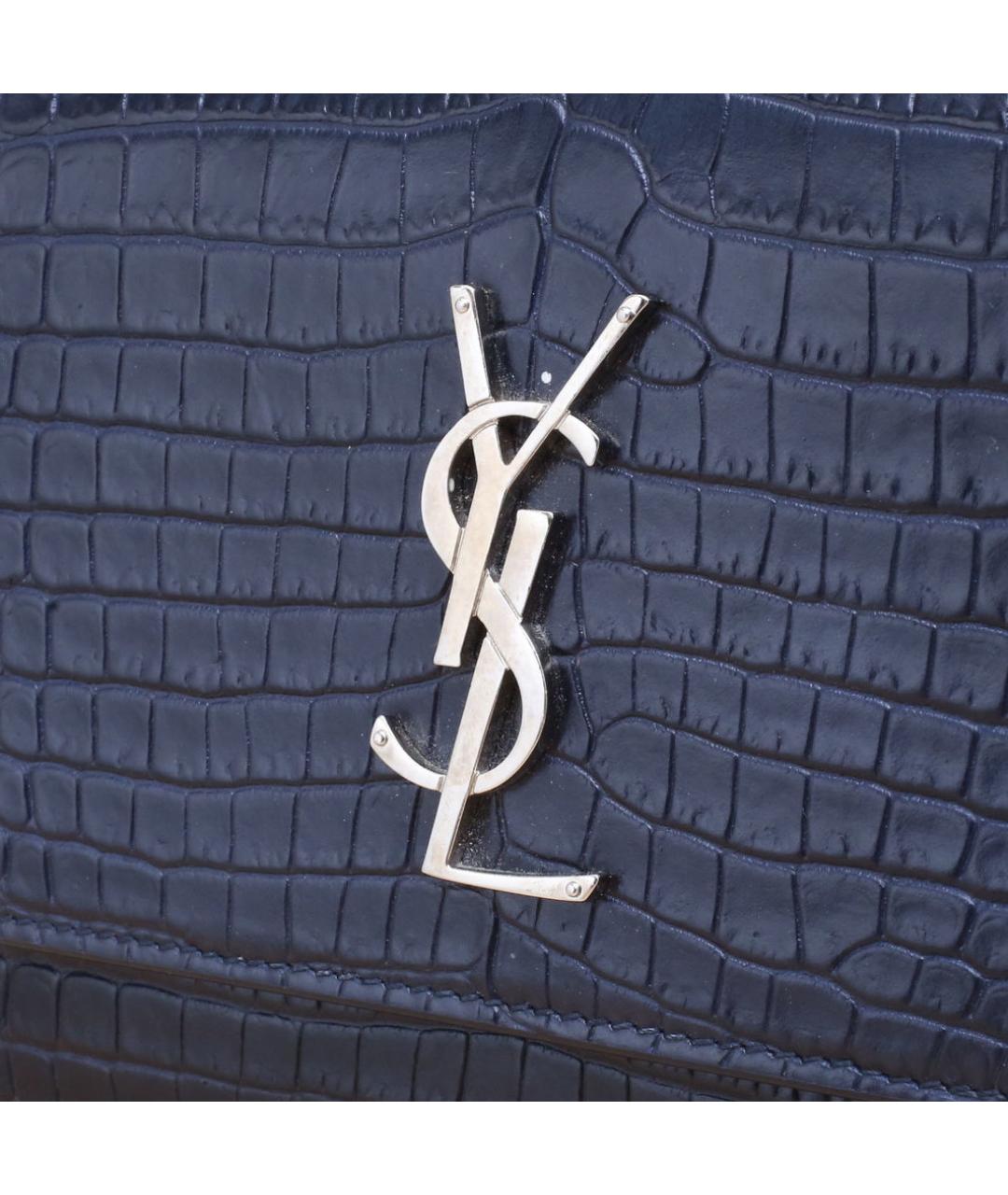 SAINT LAURENT Темно-синяя кожаная сумка через плечо, фото 8