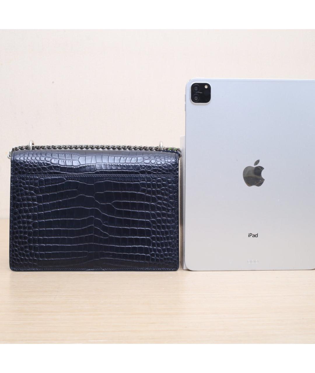 SAINT LAURENT Темно-синяя кожаная сумка через плечо, фото 7