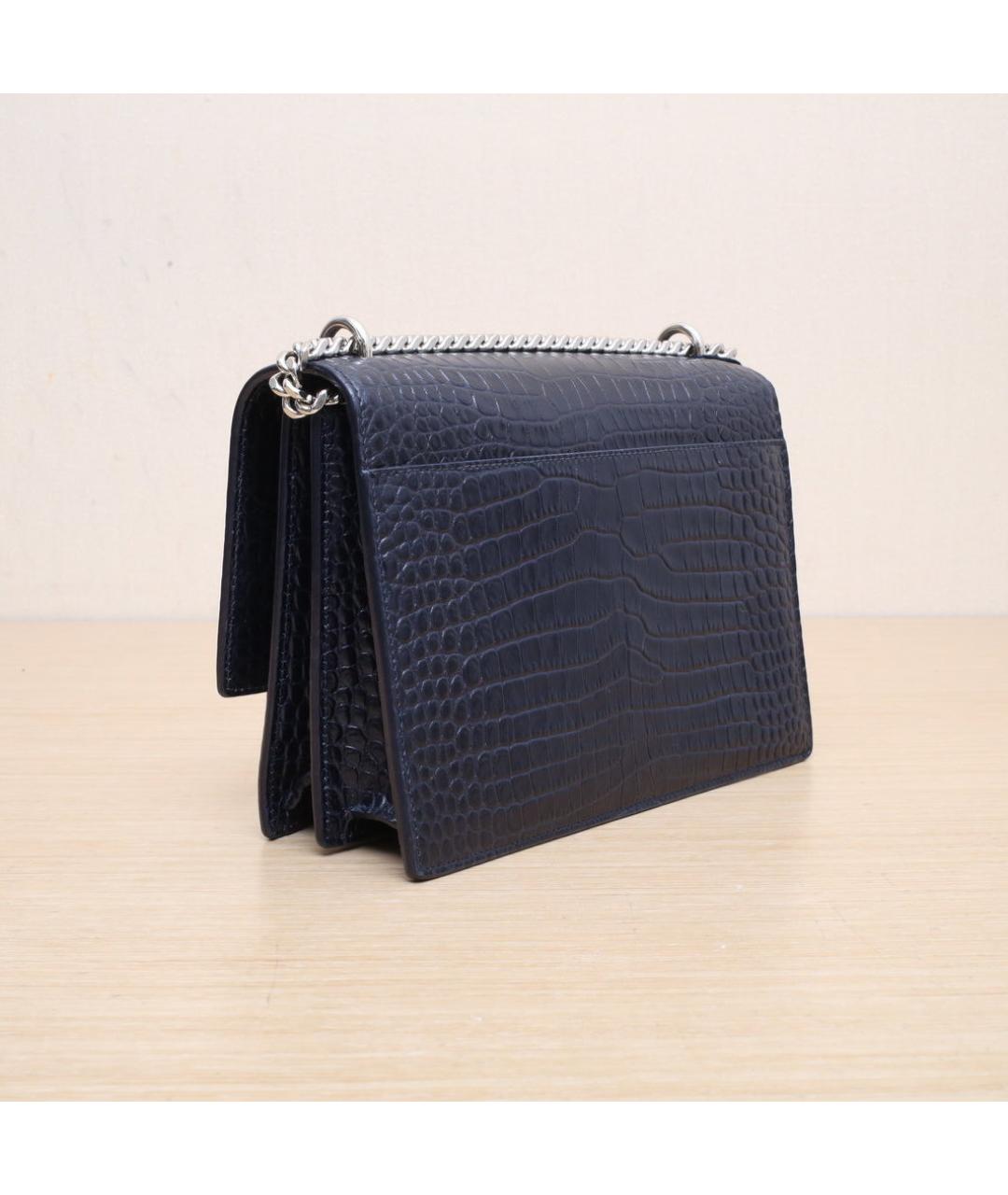 SAINT LAURENT Темно-синяя кожаная сумка через плечо, фото 6