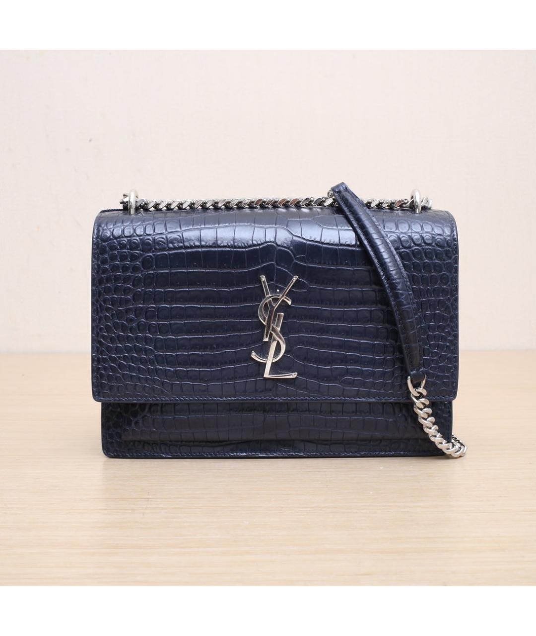 SAINT LAURENT Темно-синяя кожаная сумка через плечо, фото 3