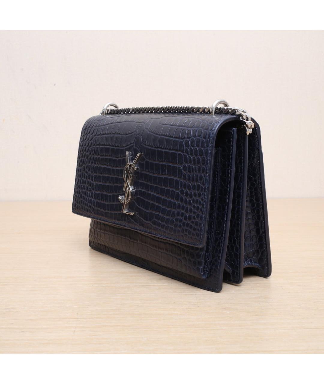 SAINT LAURENT Темно-синяя кожаная сумка через плечо, фото 4