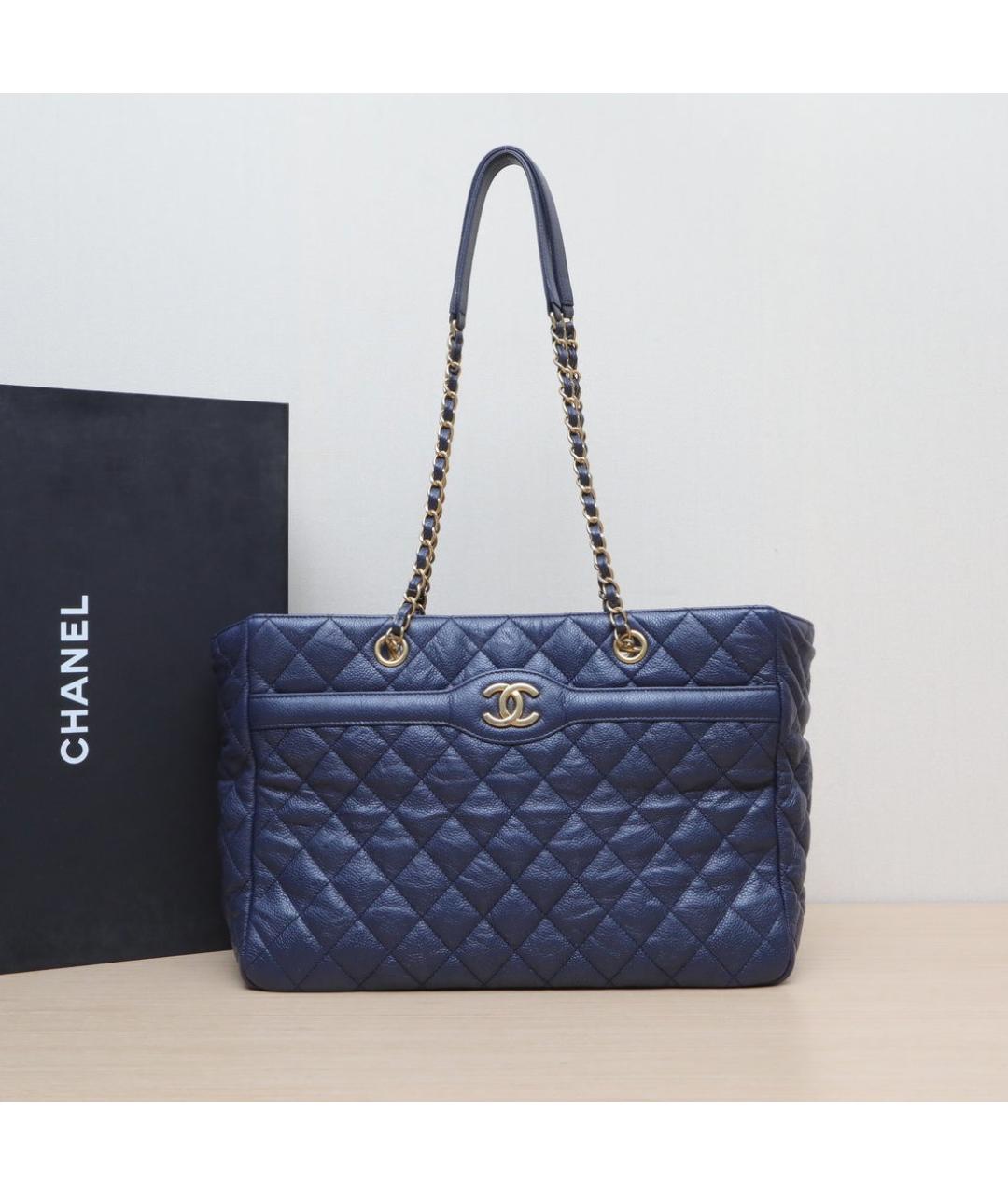 CHANEL Синяя кожаная сумка через плечо, фото 2