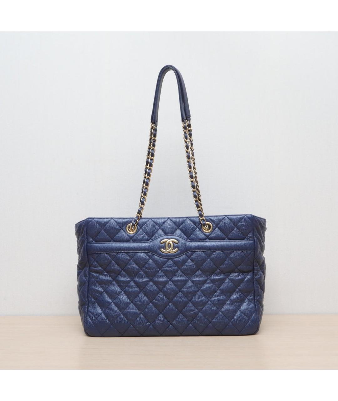 CHANEL Синяя кожаная сумка через плечо, фото 3