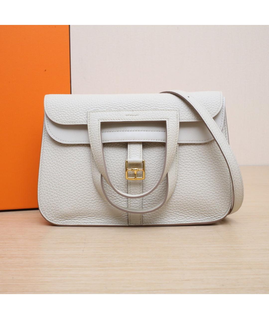 HERMES Белая кожаная сумка через плечо, фото 2