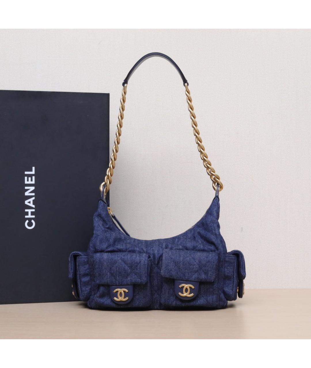 CHANEL Синяя деним сумка через плечо, фото 2