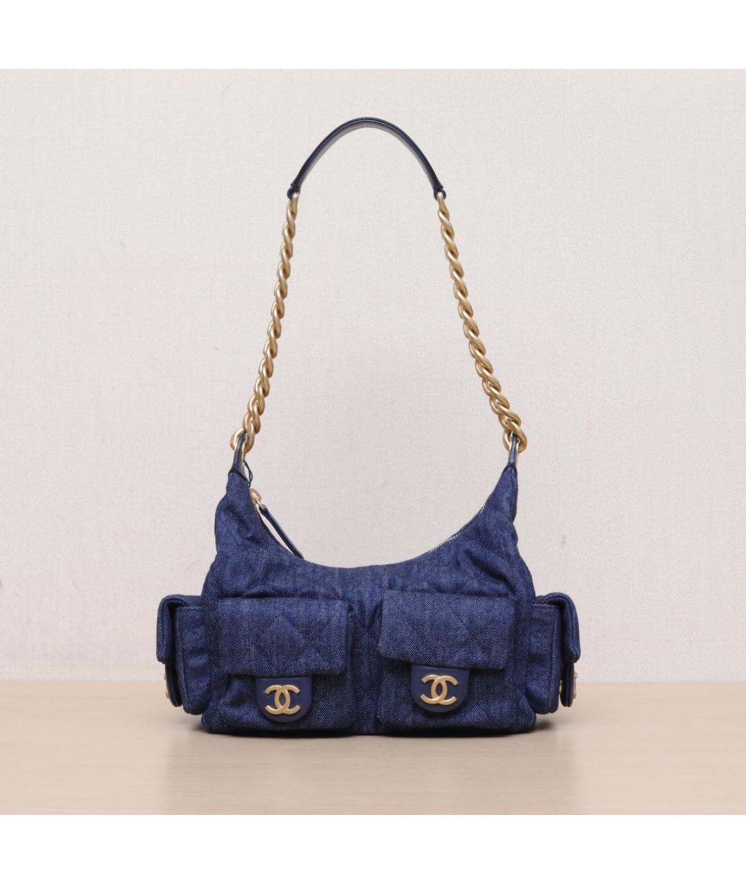 CHANEL Синяя деним сумка через плечо, фото 3