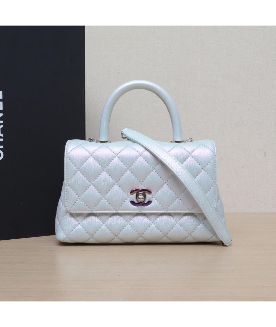 CHANEL Белая кожаная сумка через плечо, фото 2