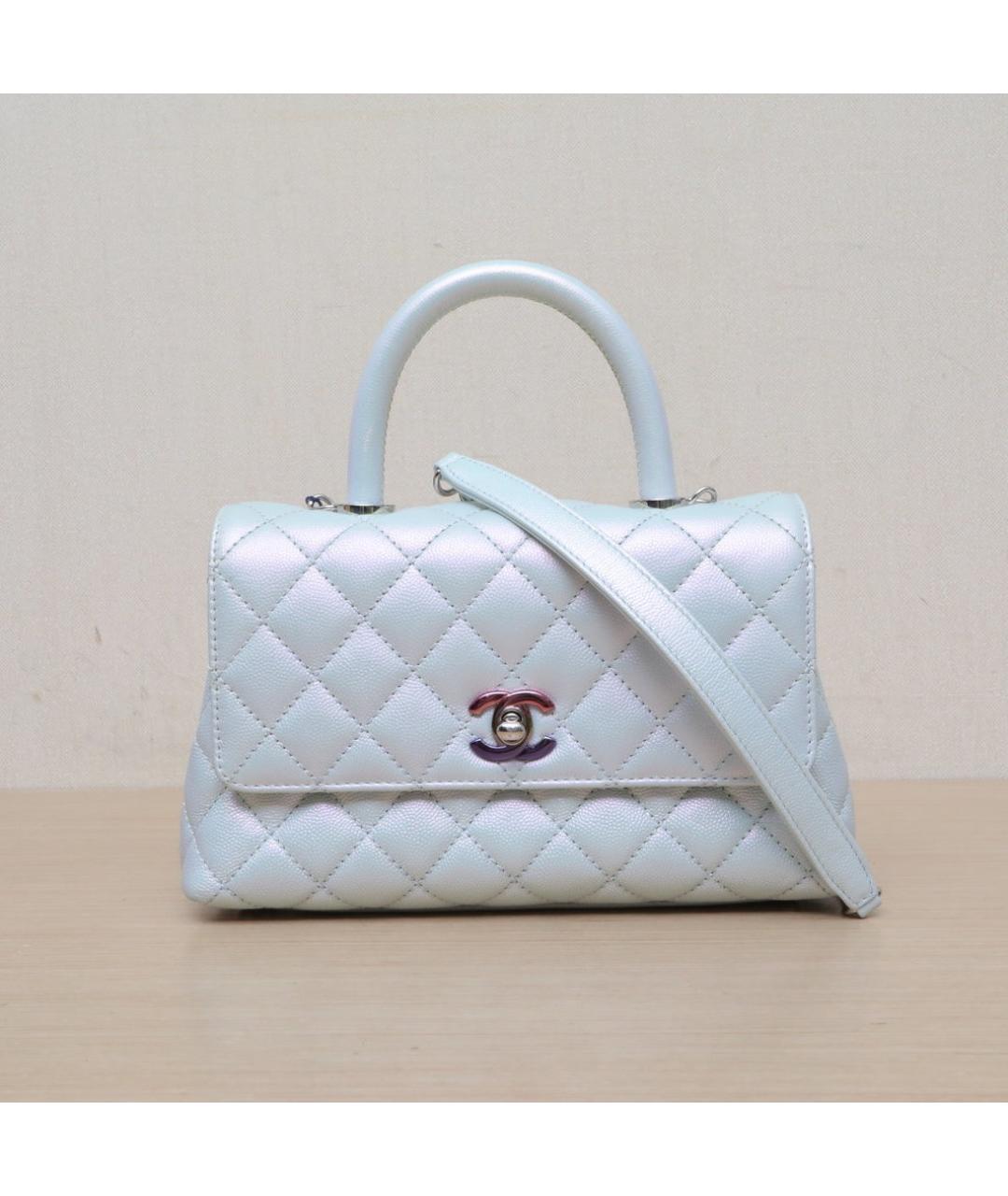 CHANEL Белая кожаная сумка через плечо, фото 3