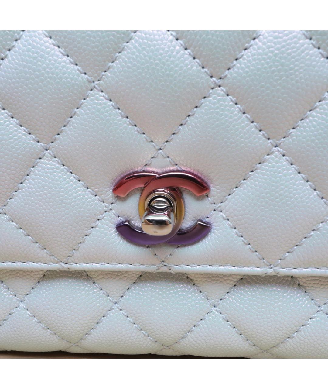 CHANEL Белая кожаная сумка через плечо, фото 8