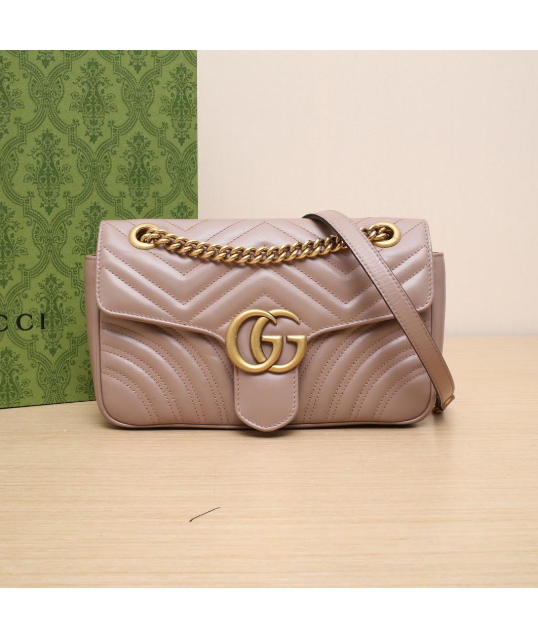 GUCCI Бежевая кожаная сумка через плечо, фото 2