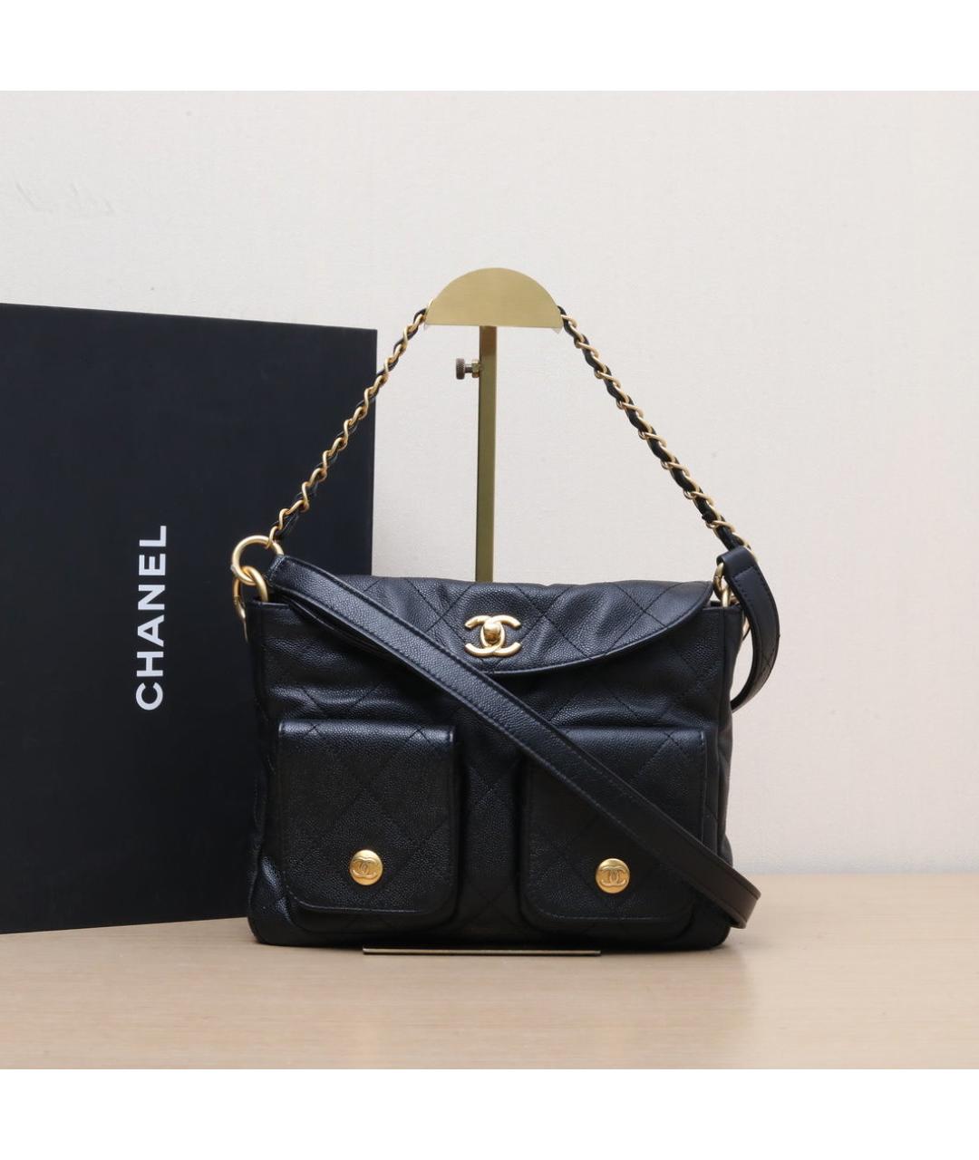 CHANEL Черная кожаная сумка через плечо, фото 2