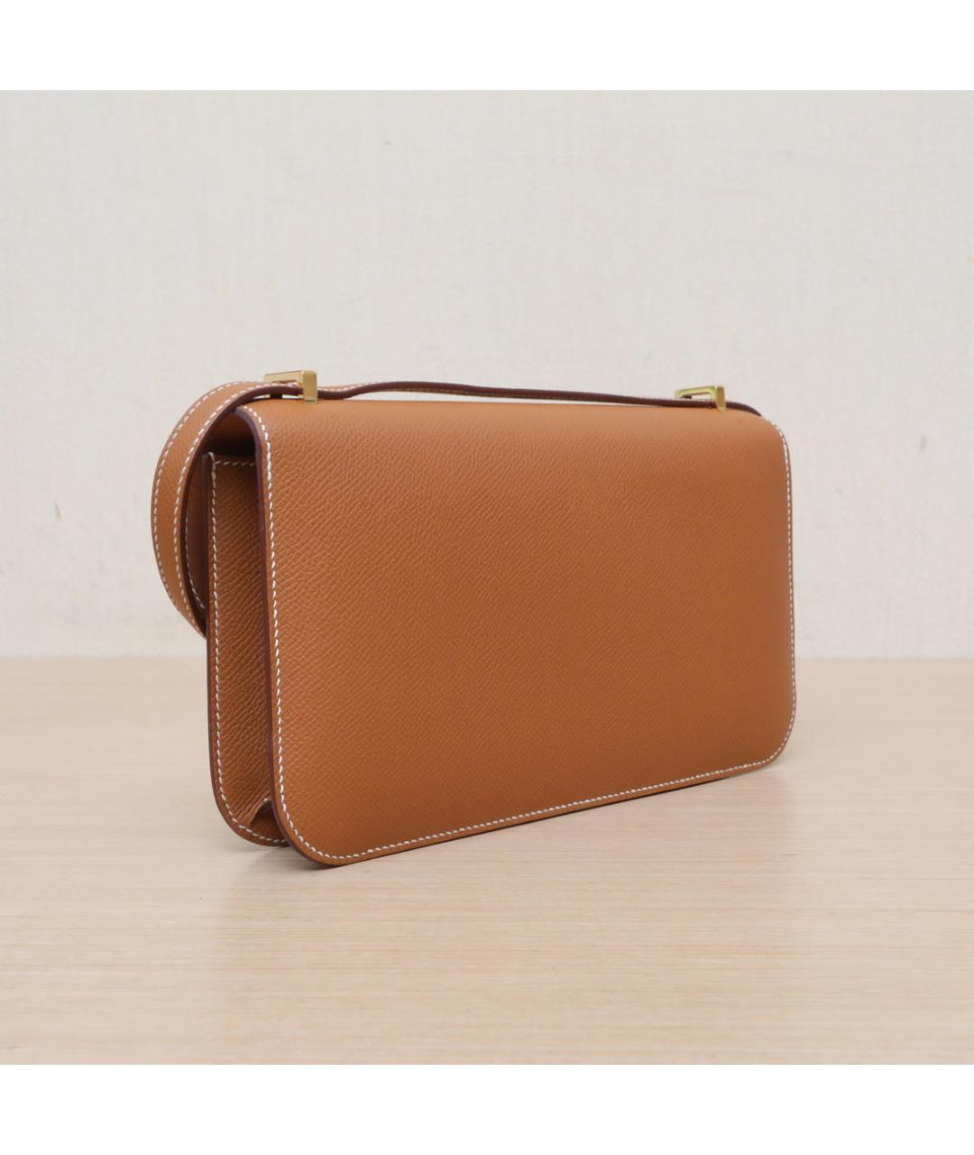 HERMES Коричневая кожаная сумка через плечо, фото 6