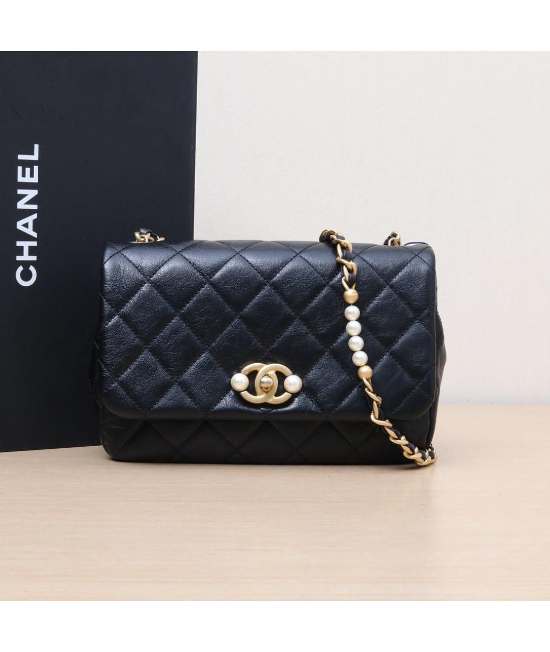 CHANEL Черная кожаная сумка через плечо, фото 2