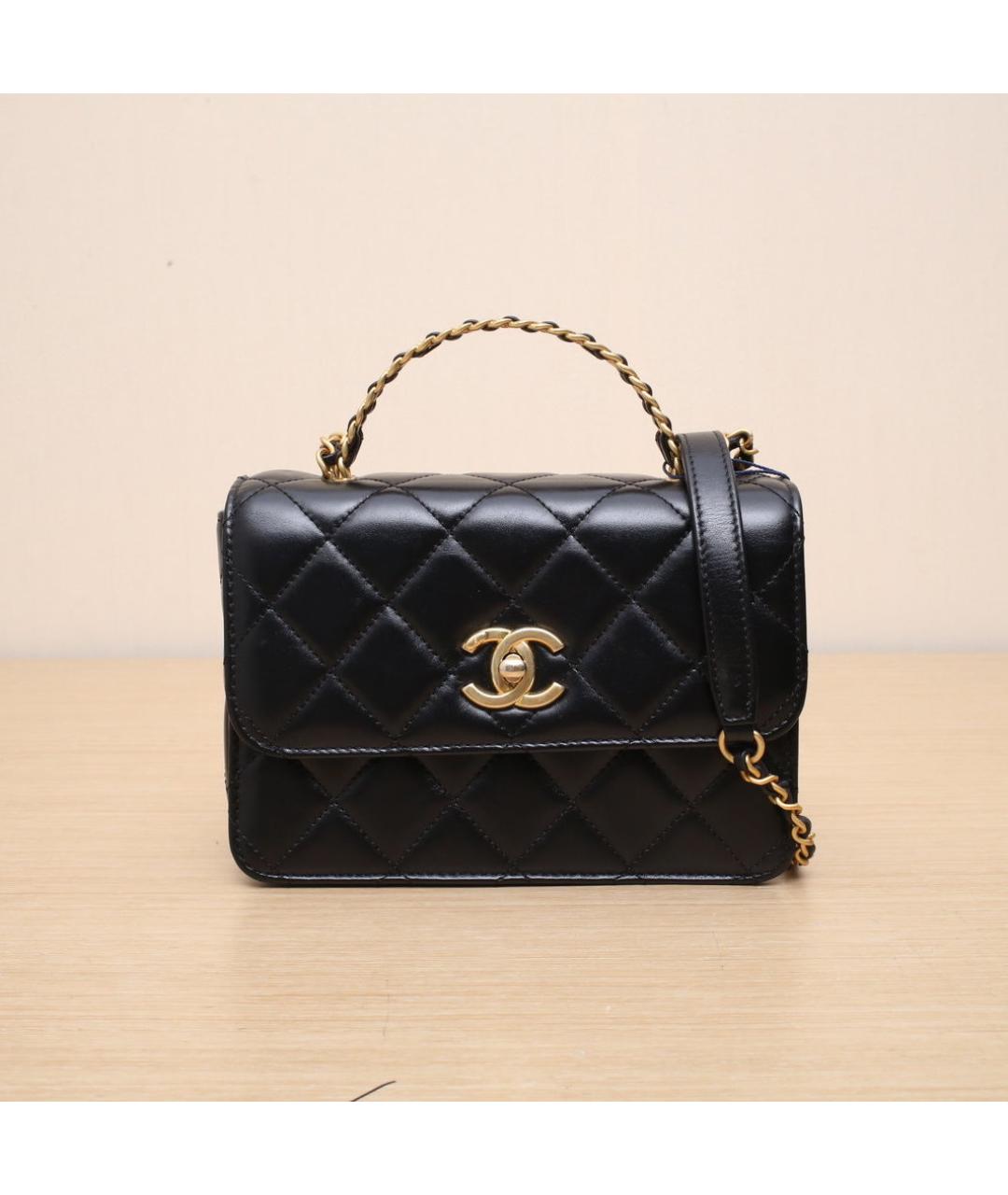 CHANEL Черная кожаная сумка через плечо, фото 3