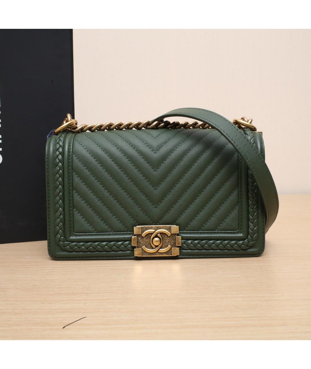 CHANEL Зеленая кожаная сумка через плечо, фото 2