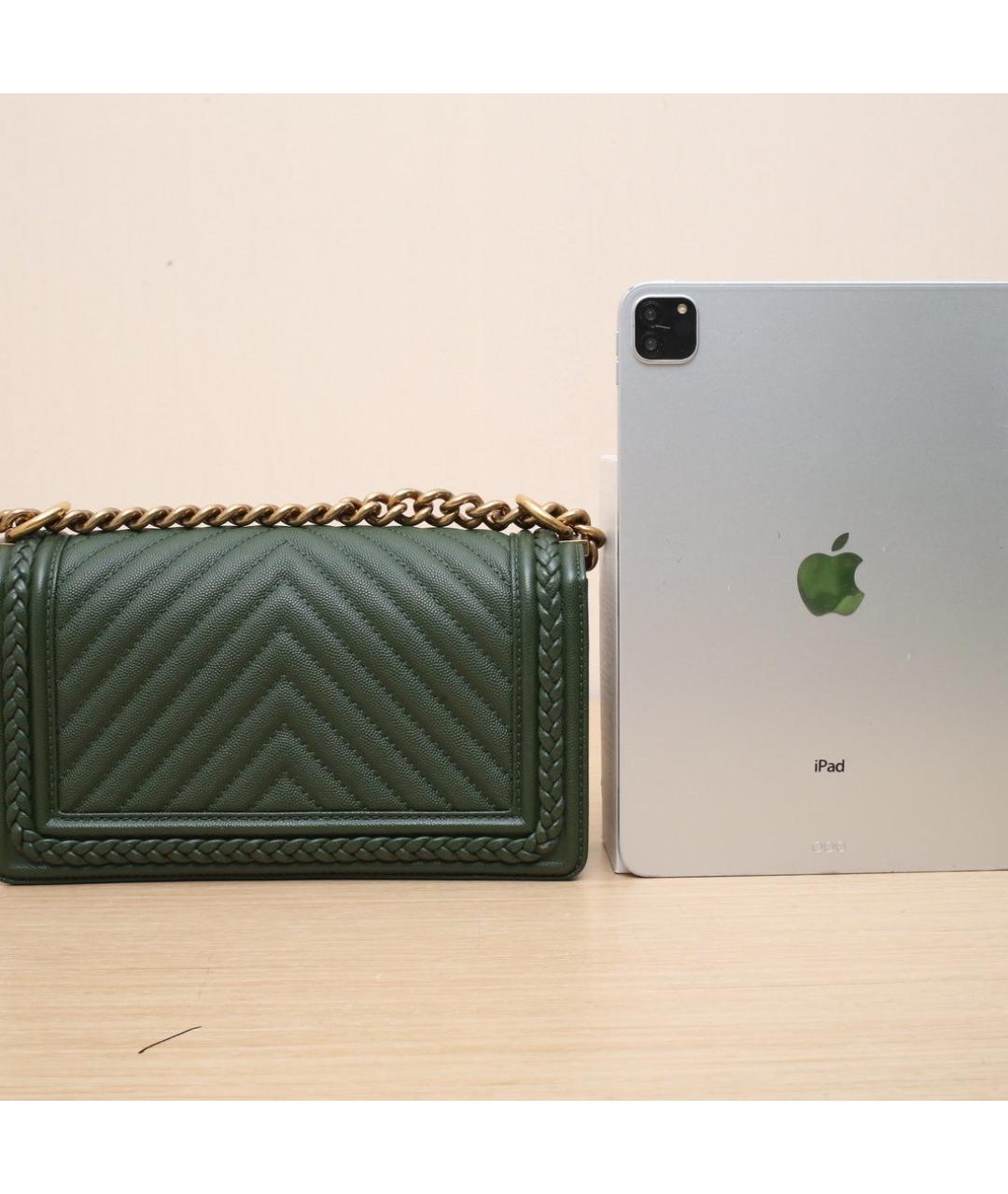 CHANEL Зеленая кожаная сумка через плечо, фото 7